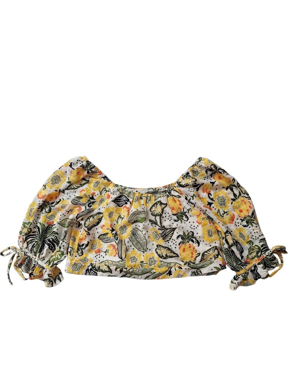 Figueroa & Flower‎ Large Cropped Floral Summer Shirt Top Blouse